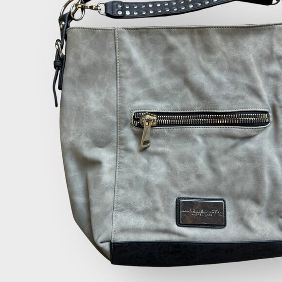 Marc New York gray leather rocker style crossbody bag - Picture 2 of 11